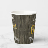 62回目の誕生日パーティー – フェイク金ゴールド&ウッドフェイク・ルックス 紙コップ (左)