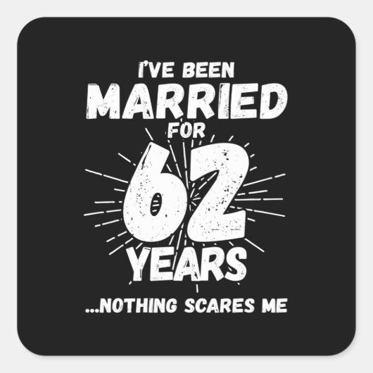 62年目の結婚記念日 面白い スクエアシール (正面)
