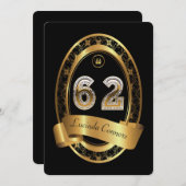 62日,誕生日パーティーの女性の男性,色エレガント色 招待状 (正面/裏面)