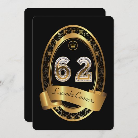 62日，誕生日パーティーの女性の男性，色エレガント色 招待状 (正面/裏面)