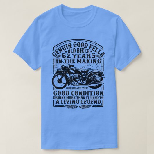 62歳おもしろいバイクもしくは自転車に乗る人レトロスタイルクラシックモーター Tシャツ (デザイン正面)