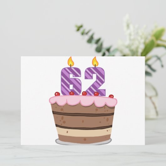 62歳お誕生日ケーキ カード (スタンド正面)