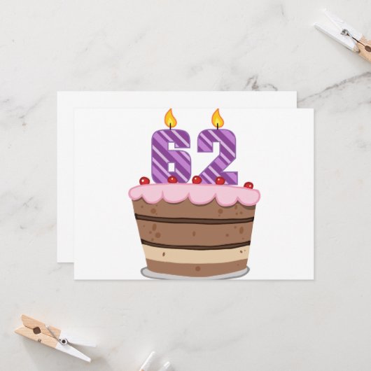62歳お誕生日ケーキ カード (正面/裏面インサイチュ)