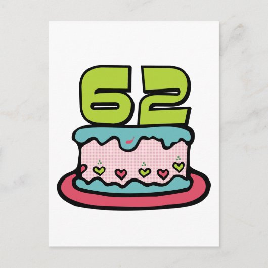 62歳お誕生日ケーキ ポストカード (正面)