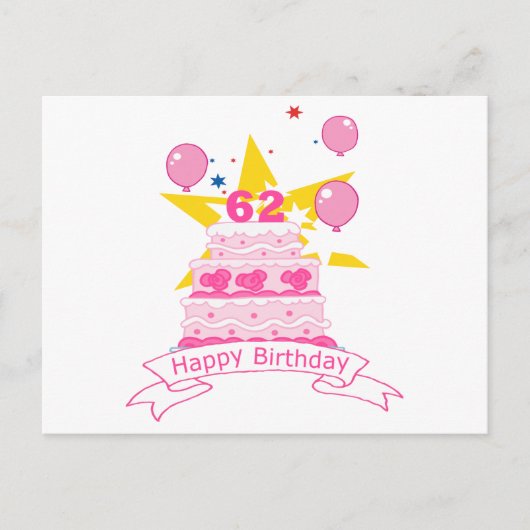 62歳お誕生日ケーキ ポストカード (正面)