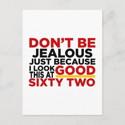 62歳でこの通り バースデーデザイン ポストカード (正面)