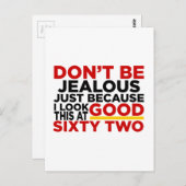 62歳でこの通り 誕生日デザイン ポストカード (正面/裏面)