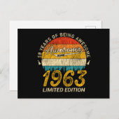 62歳のあなたへ 1963年レトロ 最高の62歳の誕生日プレゼント ポストカード (正面/裏面)