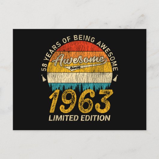 62歳のあなたへ 1963年レトロ 最高の62歳の誕生日プレゼント ポストカード (正面)