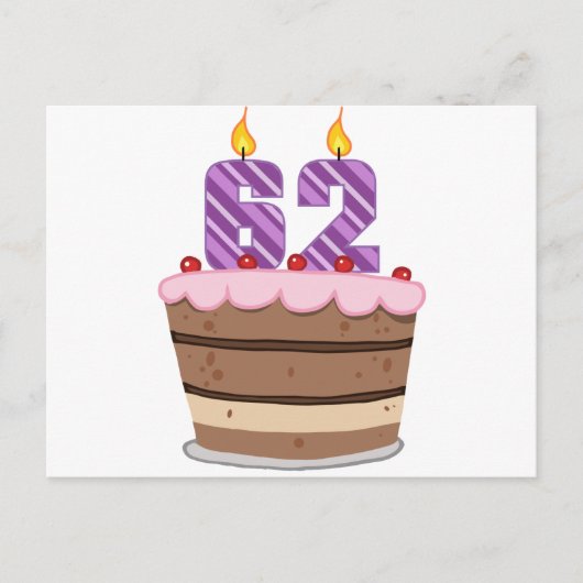 62歳のお誕生日ケーキ ポストカード (正面)