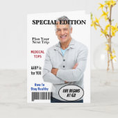 62歳の誕生日をお祝いする雑誌風デザイン カード (黄色い花)