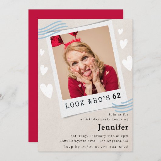 62歳の誕生日を迎えた人 招待状 (正面/裏面)