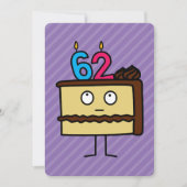 62歳の誕生日ケーキとろうそく 招待状 (正面)