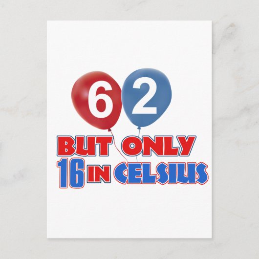 62歳の誕生日デザイン ポストカード (正面)