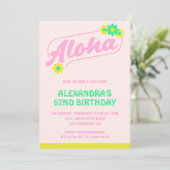 62歳の誕生日招待状 トロピカル・アロハ・ピンク 招待状 (スタンド正面)