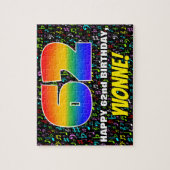 62歳の誕生日 — 楽しい、カラフルな音楽記号と「62」 ジグソーパズル (縦)