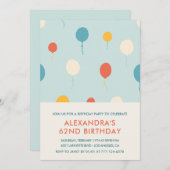 62歳モダンの誕生日招待状バルーン 招待状 (正面/裏面)