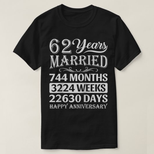 62歳結婚した幸62結婚周年 Tシャツ (デザイン正面)