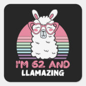 62歳Bday Llaming 62nd誕生日Llama スクエアシール (正面)