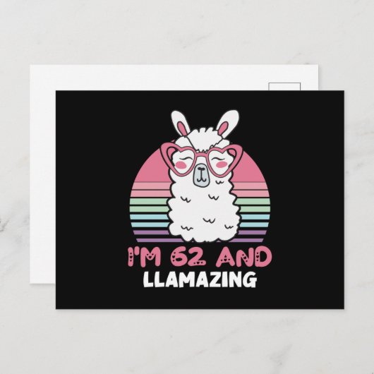 62歳Bday Llaming 62nd誕生日Llama ポストカード (正面/裏面)
