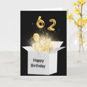62番目の誕生日バルーン(白いボックス) カード (黄色い花)