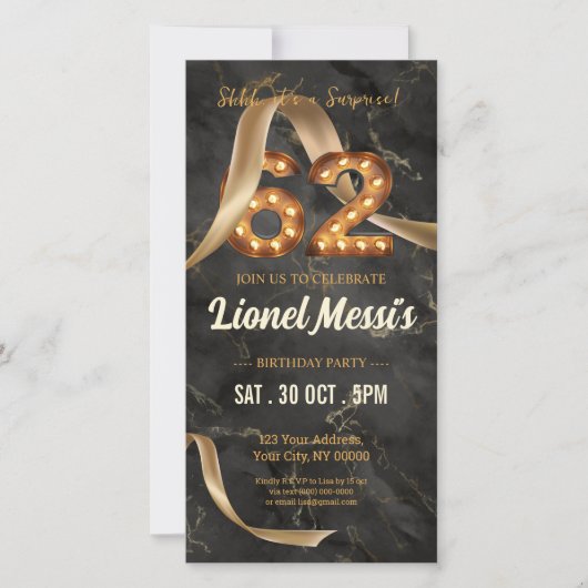 62番目の誕生日モバイル招待状 案内状 (正面)