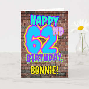 62番目の誕生日-おもしろい、アーバングラフィティインスパイアルック カード