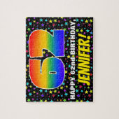 62番目の誕生日:おもしろい、カラフル星野パターン ジグソーパズル (縦)