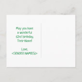 62番目の誕生日: はっきりした,おもしろい,シンプル虹， 62 ポストカード (裏面)