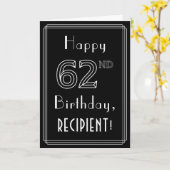 62番目の誕生日:アールデコスタイル# 62および名前をカスタムする カード (黄色い花)