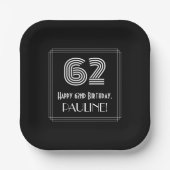 62番目の誕生日:インスパイアアールデコの検索「62」 +名前 ペーパープレート (正面)