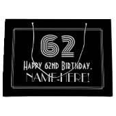 62番目の誕生日:インスパイアアールデコの「62」の外観と名前 ラージペーパーバッグ (正面)