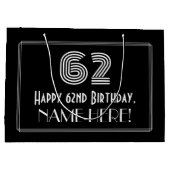 62番目の誕生日:インスパイアアールデコの「62」の外観と名前 ラージペーパーバッグ (裏面)