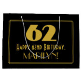 62番目の誕生日:インスパイアアールデコの「62」の外観と名前 ラージペーパーバッグ (裏面)