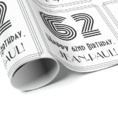 62番目の誕生日:インスパイアアールデコスタイル「62」 +名前 ラッピングペーパー (ロールコーナー)