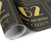 62番目の誕生日～インスパイアアールデコルック"62"，名前 ラッピングペーパー (ロールコーナー)