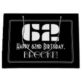 62番目の誕生日～インスパイアアールデコルック"62" +名前 ラージペーパーバッグ (正面)