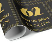 62番目の誕生日-インスパイアアールデコルック"62" & Name ラッピングペーパー (ロールコーナー)