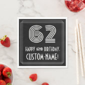 62番目の誕生日:インスパイアアールデコ検索"62" +名前 スタンダードランチョンナプキン (インサイチュ)