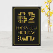 62番目の誕生日:インスパイアアールデコ検索「62」 & Name カード (黄色い花)