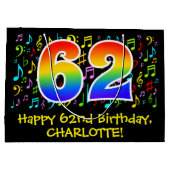 62番目の誕生日-カラフル音楽シンボル、レインボー62 ラージペーパーバッグ (裏面)