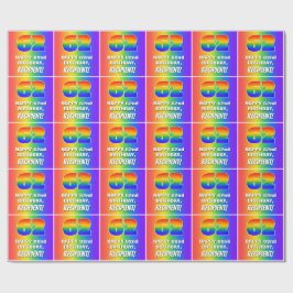 62番目の誕生日: カラフル、おもしろいレインボーパターン# 62 ラッピングペーパー