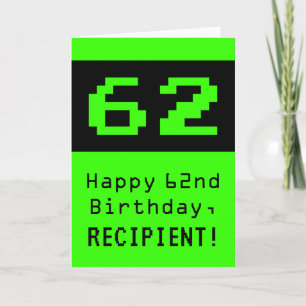 62番目の誕生日: Nerdy/オタク系のスタイル「62」と名前 カード