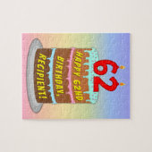 62誕生日:おもしろいケーキとキャンドル+名前をカスタムする ジグソーパズル (横)