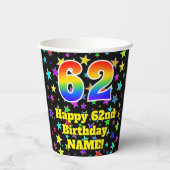 62誕生日:おもしろい星パターンと虹62 紙コップ (裏面)