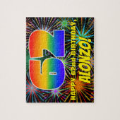 62誕生日:おもしろい、お祝カラフルい花火 ジグソーパズル (縦)