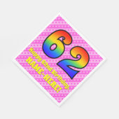 62誕生日:ピンクストライプのハート、レインボー# 62 スタンダードランチョンナプキン (角)