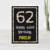 62誕生日:フローラ花数名前をカスタムする カード (正面)