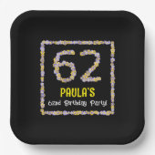 62誕生日:フローラ花数名前をカスタムする ペーパープレート (正面)