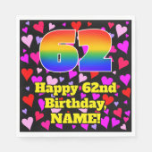 62誕生日:愛するハートパターン、虹# 62 スタンダードランチョンナプキン (正面)